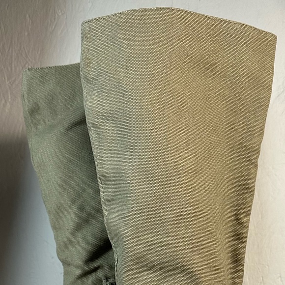 Fabric tall boots wedges espadrilles woven khaki linen-look Spring/Summer gypsy - Picture 5 of 6